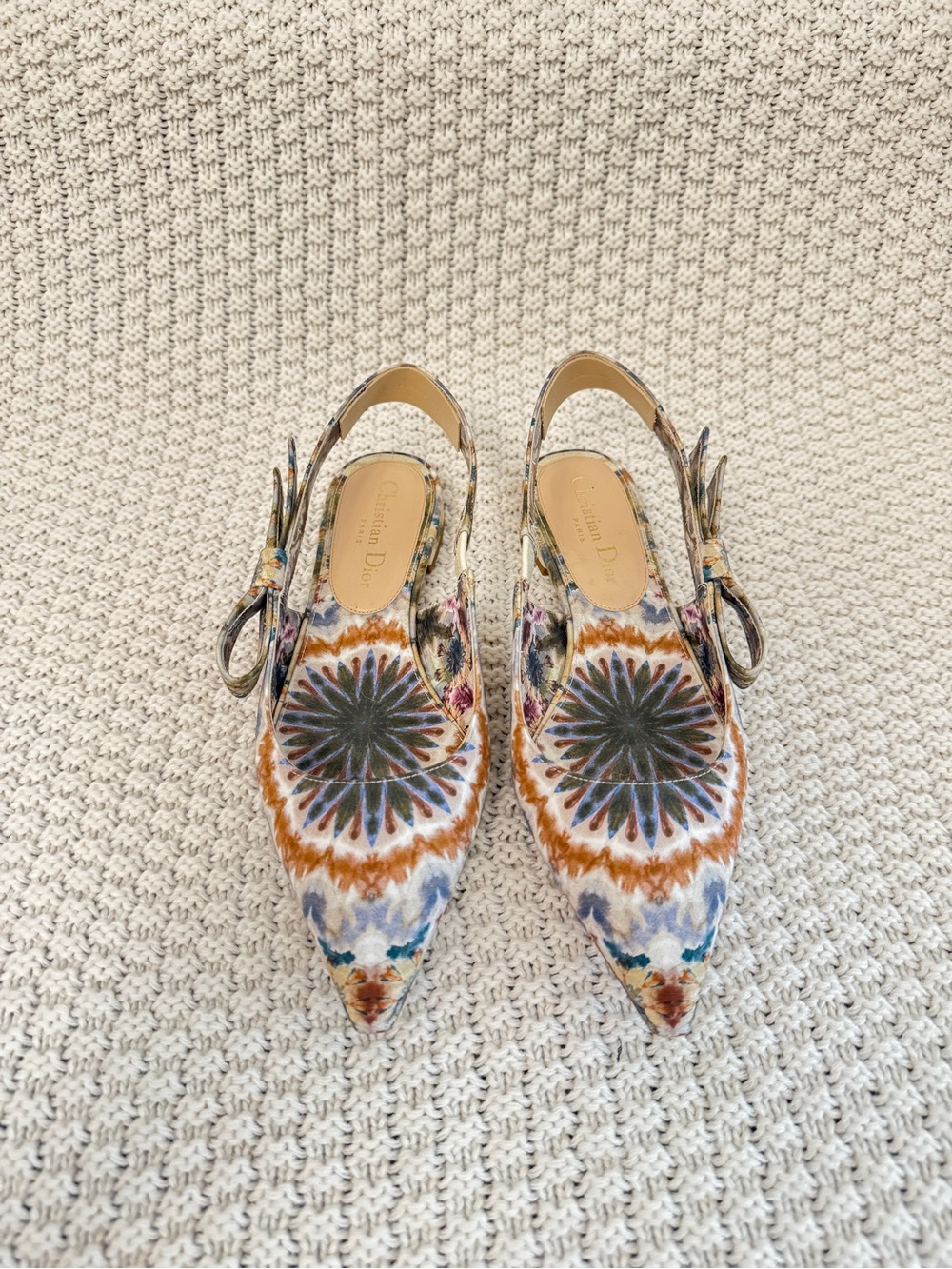 SDior Multicolor Pointed Slingback Mules